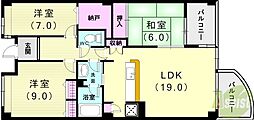 西神糀台ミオ 3LDKの間取図画像