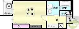 エヌエム・サンカンテキャトフ・A 1Kの間取図画像