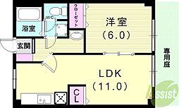 ロイヤルハイツ4 1LDKの間取図画像