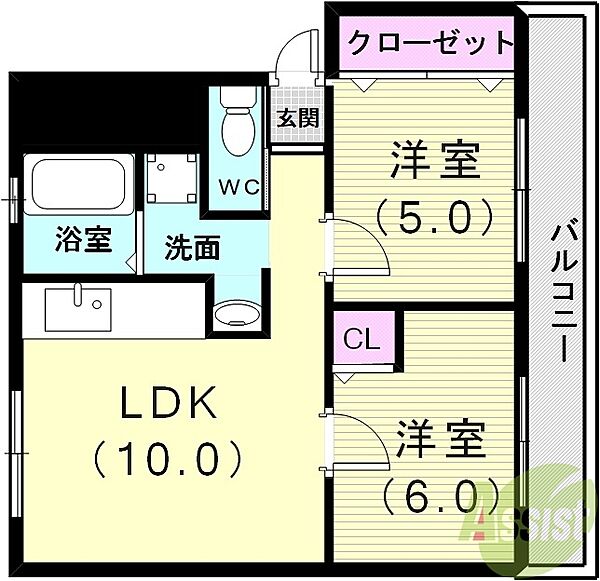 高津橋農住団地　A棟 ｜兵庫県神戸市西区玉津町高津橋(賃貸マンション2LDK・5階・42.80㎡)の写真 その2