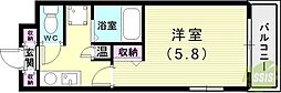 バッハレジデンス神戸ウエストA棟 1Kの間取図画像