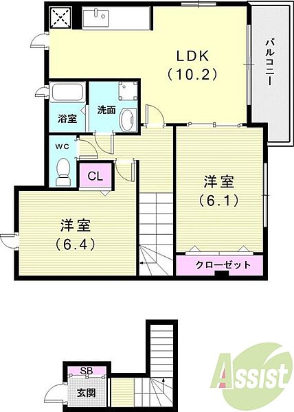 フリーデンハオス弐番館 ｜兵庫県神戸市垂水区下畑町字中之谷(賃貸アパート2LDK・2階・55.84㎡)の写真 その2