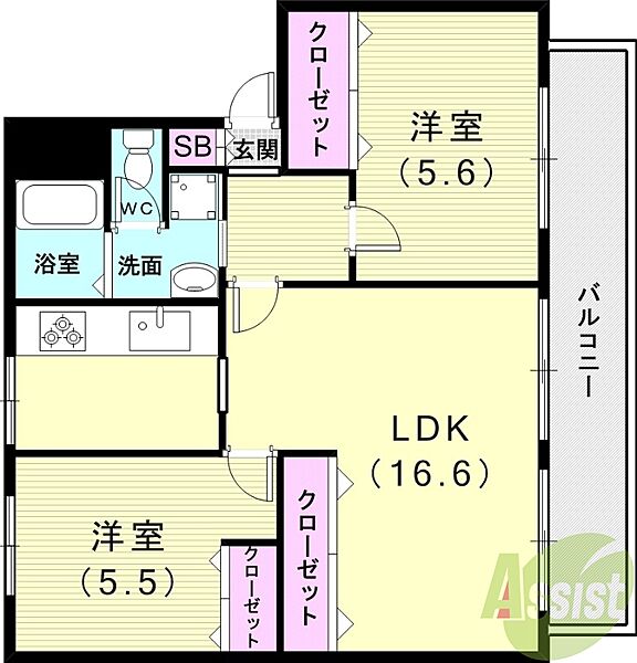 コーポつつじが丘 ｜兵庫県神戸市垂水区つつじが丘4丁目(賃貸マンション2LDK・4階・61.20㎡)の写真 その2