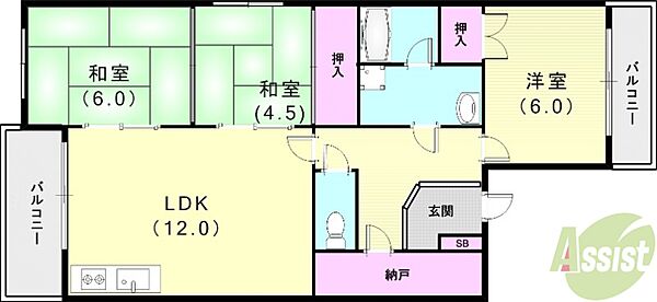 リバーグリーン藤村 ｜兵庫県神戸市西区池上4丁目(賃貸マンション3LDK・3階・65.49㎡)の写真 その2