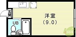 妙法寺ハイツD ワンルームの間取図画像