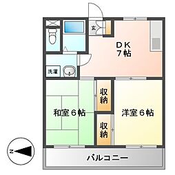プレジデント 2DKの間取図画像