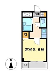 六軒町壱番館 1Kの間取図画像
