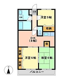 ヒルサイドテラス 3DKの間取図画像