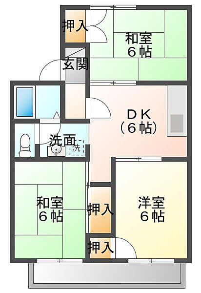 プレジール今寺 ｜兵庫県神戸市西区今寺(賃貸アパート3DK・2階・55.00㎡)の写真 その2