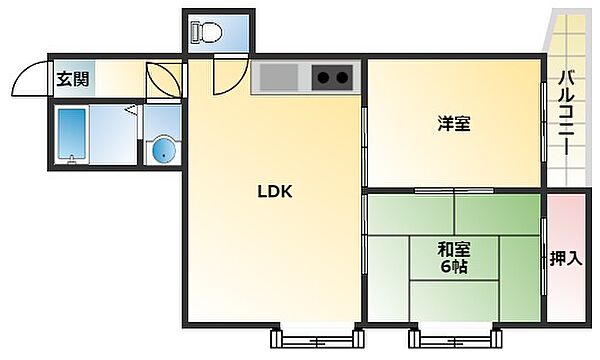 メゾンエルナード ｜大阪府大阪市東住吉区中野4丁目(賃貸マンション2LDK・3階・45.10㎡)の写真 その2