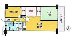 東大阪スカイハイツ 2LDKの間取図画像
