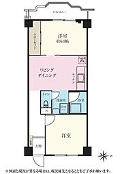 西青木コーポサンキョー 2DKの間取り