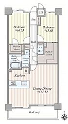 ゼファー川口青木フェリシア 2LDKの間取り