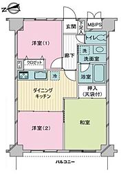 ライオンズガーデン東浦和 3DKの間取図画像