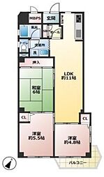 青木町ハイツ2号棟 3LDKの間取図画像