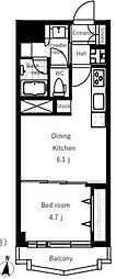 川口第1永谷マンション 1DKの間取図画像