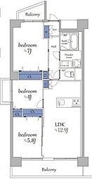 西川口パークハウス 3LDKの間取図画像