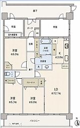 コスモ川口シティアベニュー 3LDKの間取図画像