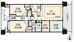 リボンシティレジデンスブライトフォート 3LDKの間取図画像