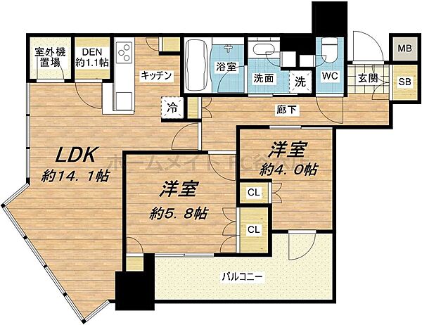 パークタワー北浜 ｜大阪府大阪市中央区北浜東(賃貸マンション2LDK・5階・60.90㎡)の写真 その2