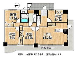 レークパレス大津堅田 4LDKの間取図画像