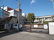 名古屋市立宝小学校「いきいき　のびのび　ちからいっぱい　宝っ子」宝小学校の正門を入ると大きなカナリーヤシが学校のシンボルとして元気に成長しています。 680m