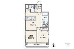リーフハイツ徳栄 2DKの間取図画像