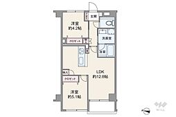 ライオンズマンション西が丘 2LDKの間取図画像