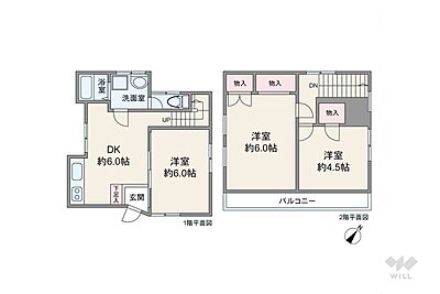 間取り：間取りは延床面積55.48平米の3DK。