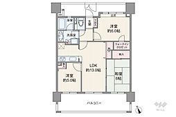 レーベンハイム川口元郷リバースクエア 3LDKの間取図画像