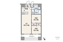 メインステージ王子 2LDKの間取図画像