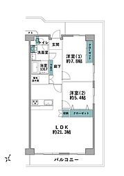 鎌倉関谷スカイハイツ 2LDKの間取図画像
