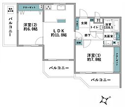 弘明寺北パーク・ホームズ 2LDKの間取図画像
