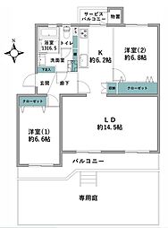 エミネンス茅ヶ崎3号棟 2LDKの間取図画像