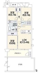 アリスガーデン横浜2番館 3LDKの間取図画像