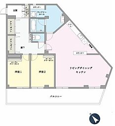 山手町マンション 2LDKの間取図画像