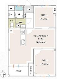 希望ケ丘第3コーポラスB棟 2LDKの間取図画像