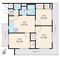 シャトー西戸部 3DKの間取図画像