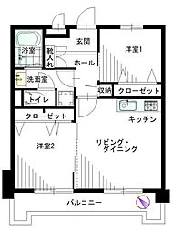 ハイツ花の木 2LDKの間取図画像