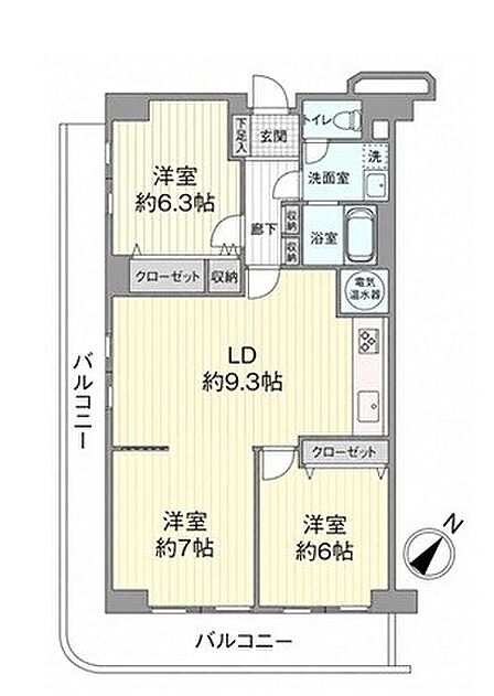3LDK 間取り