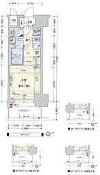 プレサンスジェネ新神戸ステーションフロント 1Kの間取図画像