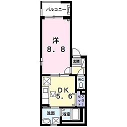 モデルノリヴァー 1DKの間取図画像