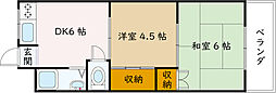 101号岡崎マンション 2DKの間取図画像