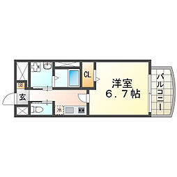リエス尼崎東 1Kの間取図画像