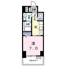 プラチナコート2 1Kの間取図画像
