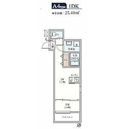 GAZELLE NOAH尼崎尾浜1 1DKの間取図画像