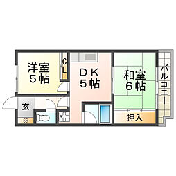フローレンス西宮1 2DKの間取図画像