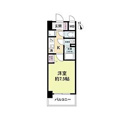 ディームス江坂 1Kの間取図画像
