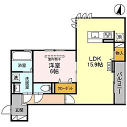 ボヌールイースト 1LDKの間取図画像