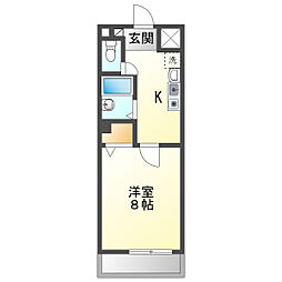 アリコヴェール 1Kの間取図画像